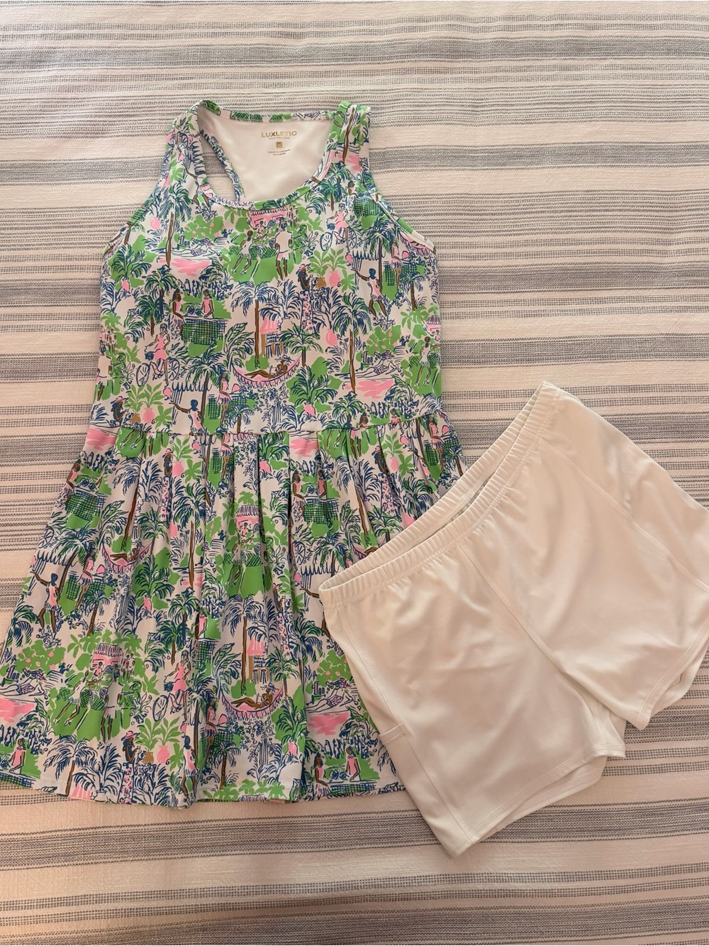 Lilly Pulitzer Luxletic Athletic Dress w/Tennis print and Pull-On Shorts